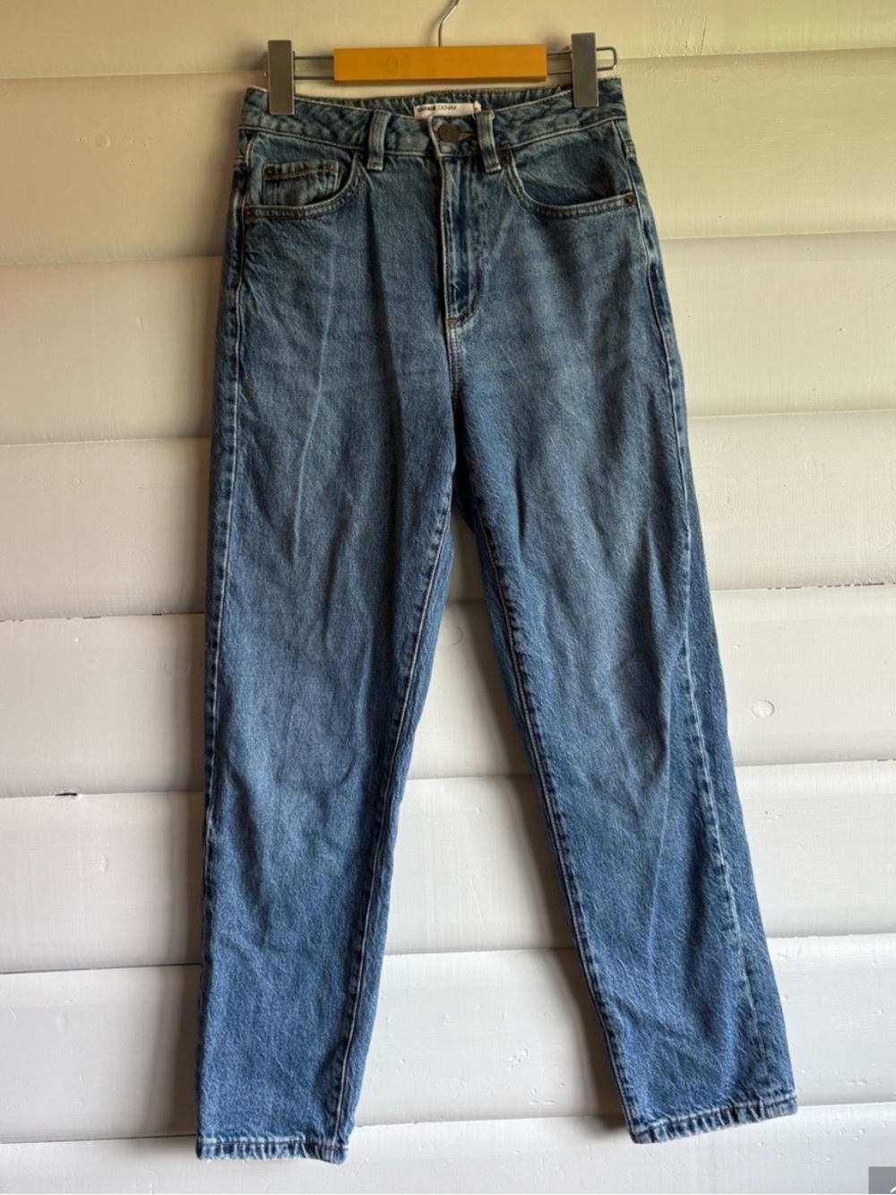 Garage Denim Mom Jeans High Rise Light Wash Organic Cotton Tapered Womens